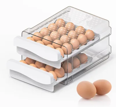 Eieraufbewahrungsbox aus Kunststoff, 40 Eier, transparent, stapelbar, weiß