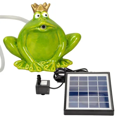Produktbild von Storm’s Gartenzaubereien Wasserspeier Froschkönig Solar-Wasserspiel mit Pumpe Keramik Hellgrün 12cm