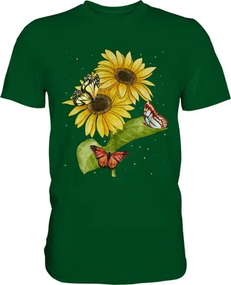 Produktbild von Schmetterlinge Sonnenblumen T-Shirt Garten Geschenk Gärtner – Bottle Green / 3XL