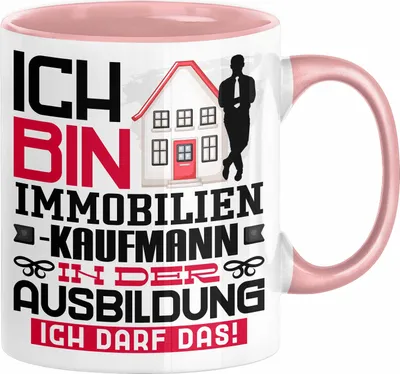 Produktbild von Immobilienkaufmann Ausbildung Tasse Geschenk Ich Bin Immobilienkaufmann In Der Ausbildung Ich Darf Das Geschenkidee Spruch (Rosa)