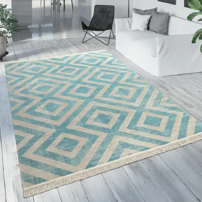 Immagine prodotto di Moderno tappeto da esterno Motivo a rombi Look vintage Tessuto piatto Resistente alle intemperie Dimensioni 160x220 cm