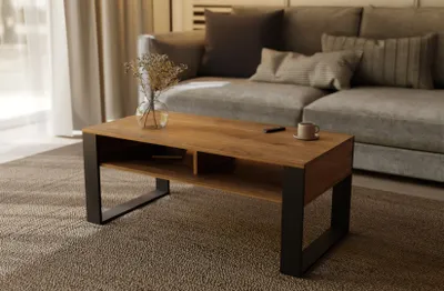 Produktbild von Meble Pitus Couchtisch ST7 90x50 cm mit Doppelablage – Retro Holz