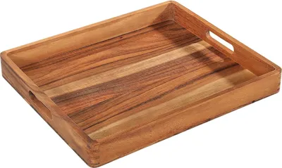 Image de Plateau en bois élégant - multifonctionnel - 1 pièce - bois d'acacia
