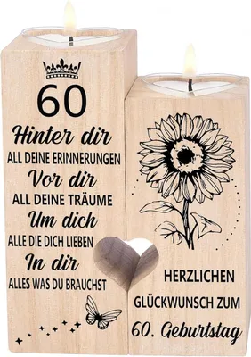 Immagine prodotto di Portacandele in legno 60° compleanno decorazione regalo moglie mamma amica