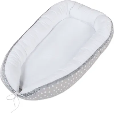 Produktbild von babybay Kuschelnest Piqué, perlgrau Punkte weiß