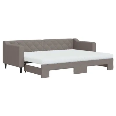 Image de vidaXL Lit de jour extensible avec matelas Taupe 80x200 cm Tissu