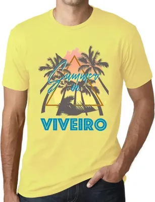 Produktbild von Herren Grafik T-Shirt Palmen Sonnenschein Sommer in Viveiro – Palm, Sunshine, Summer In Viveiro – Öko-Verantwortlich Vintage Jahrgang Kurzarm Lustige
