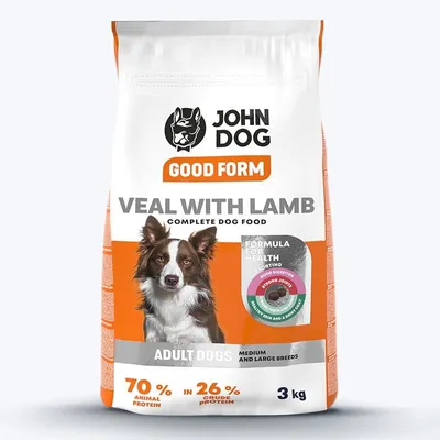 Zdjęcie produktu dla John Dog Good Form 3kg Sucha Karma Dla Psów Średnich i Dużych Ras Cielęcina Z Jagnięciną