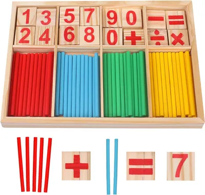 Produktbild von Montessori mathematisches Spielzeug Holz,Rechenstäbchen,Zahlenlernspiel, Pädagogisches Mathe-Spielzeug