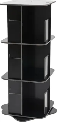Immagine prodotto di Libreria girevole - Libreria angolare a 3 ripiani - 39×39×97 cm - Girevole a 360° - Acciaio inossidabile - Richiede assemblaggio - Nero