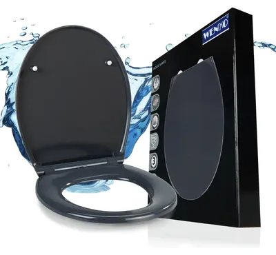 Imagen del producto de WENKO Asiento de inodoro Premium Samos, color gris, con sistema de cierre suave, para baño, aseo de invitados