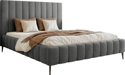 Produktbild von Selsey Fiarro - Polsterbett 160x200 mit Bettkasten, Metallfüßen, Velours, grau