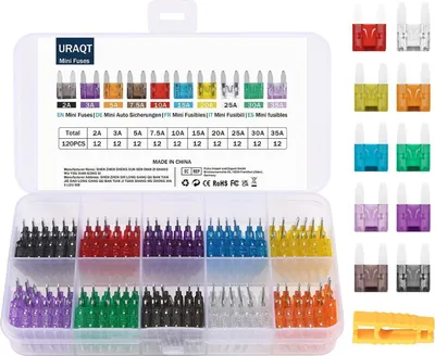 Image de URAQT Mini Kit de fusibles pour voiture 120 pièces avec coffret de rangement