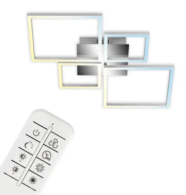 Zdjęcie produktu dla Lampa sufitowa LED BRILONER FRAME, obrotowa, zdalne sterowanie, możliwość ściemniania, regulacja temperatury barwowej CCT, kolor srebrny, 75 x 46,7 x 7,5 cm