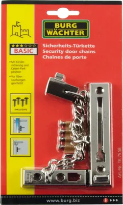 Image de BURG-WÄCHTER Chaîne de porte TK 75 Luxe, acier nickelé