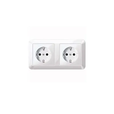Produktbild von Merten SCHUKO-Doppel- MEG2328-1019 Steckdose BRS StK polarweiß glänzend 1-M