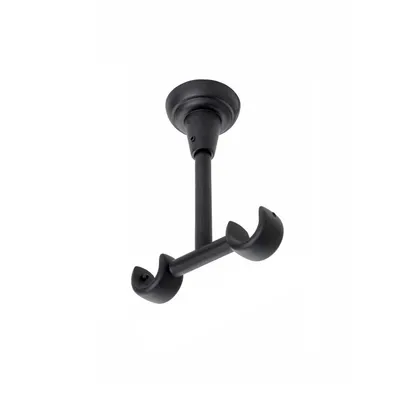 Produktbild von MDEKOR Deckenträger 2-läufig Schwarz Matt Deckenhalter mit Metallmontageplatte für Gardinenstange 19 mm Abstand kürzbar