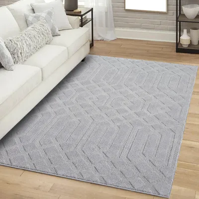 Produktbild von Teppich Kurzflor Wohnzimmer - Grau - 120x170 cm Rechteckig - Ornament, Marokkanisch - 3D-Effekt