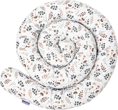 Produktbild von Bettschlange 300 cm [100% Baumwolle - Boho Garden] Bettumrandung Bettrolle Babybettschlange 3m
