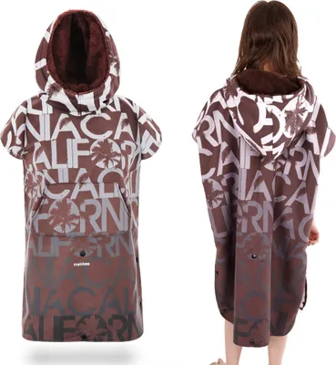 Produktbild von Kinder Surf Strand Poncho Sport braun mit Kapuze Abdeckung