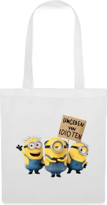 Produktbild von Spreadshirt Minions Umgeben Von Idioten Despicable Me Stoffbeutel, One size, Weiß