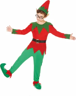 Immagine prodotto di Costume da elfo per bambini Costume di Natale rosso-verde - 134/140 (10-12 anni)