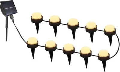 Image de Mini Spots Solaires LED LUMISKY SOLIRAY, 10 Pièces, Blanc Chaud, Balisage Allée, Autonomie 8h, À Piquer ou Fixer