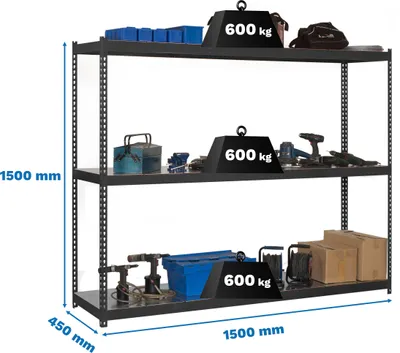 Produktbild von Regale für mittlere Belastung ohne Parafuses SIMONFORTE 1504-3 METAL 1500 ANTRACITE/GALVA