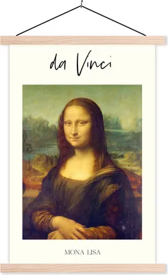Produktbild von MuchoWow® Textilposter Mona Lisa - Leonardo da Vinci - Kunst 120x180 cm mit holzfarbenen Rahmen - Textil-Plakat