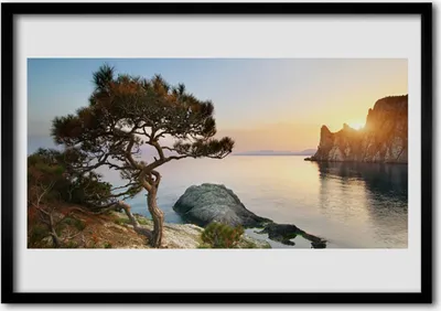 Produktbild von Bild 100x70 MDF-Rahmen Wandkunst See-Baum-Landschaft