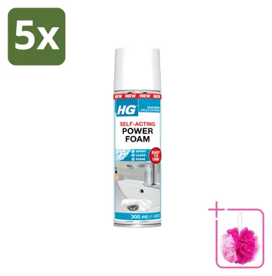 Produktbild von 5 x HG Power Foam Badreiniger – Selbstaktivierender Reiniger – 300 ml - Sparpackung - 5 Stücke