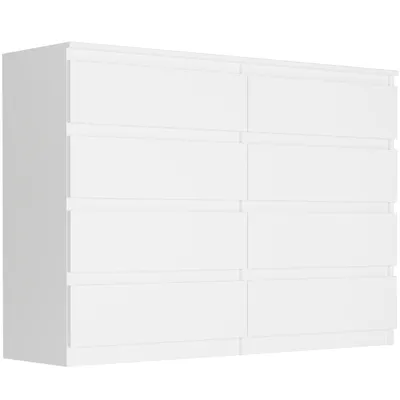 Obrázok produktu pre Komoda 140 cm s 8 zásuvkami, skriňa FRAMIRE R-140-S8, biela