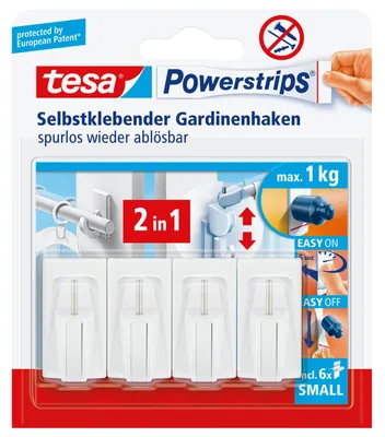 Immagine prodotto di Ganci per tende tesa Powerstrips Vario - confezione da 4 pezzi - colore bianco