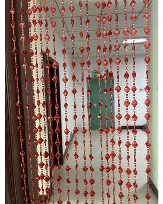 Produktbild von Türvorhang Acryl Ahornblatt Diamant-Look Perlen Quasten Raumteiler Sichtschutz 101,3 x 194,8 cm Rot