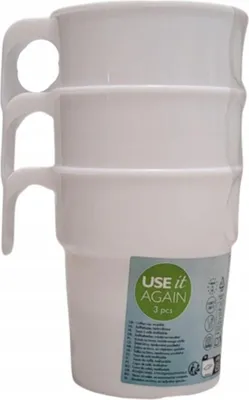 Immagine prodotto di Bicchieri in plastica riutilizzabili per caffè 3 pz. 300 ml Bianco
