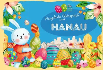 Produktbild von vianmo Holzschild 20x30 cm Ostergrüße HANAU Ostern