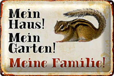 Produktbild von Blechschild Eichhörnchen 30x20cm mein Haus mein Garten