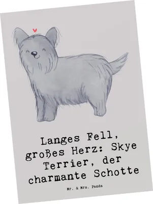 Produktbild von Mr. & Mrs. Panda Ansichtskarte Skye Terrier - Grau Pastell - Geschenk, Hunderassen, Langes Fell, Hunderasse, Pflege, Familienhund, loyal, Grußkarte, Postkarten, Postkarte