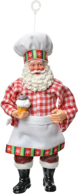 Produktbild von Clayre & Eef Weihnachtsanhänger Weihnachtsmann 17 cm Weiß Textil