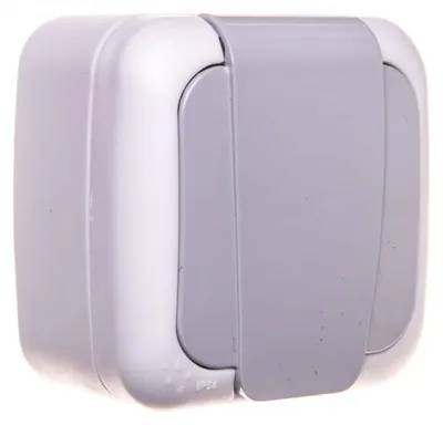 Imagen del producto de Enchufe Palmiye con toma de tierra y tapa, color gris / 90555515