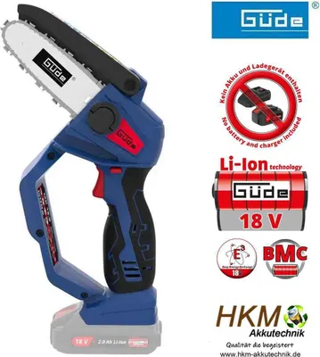 Produktbild von Güde Minikettensäge MK 18 - 18V ohne Akku, Ladegerät E³ Akkusystem