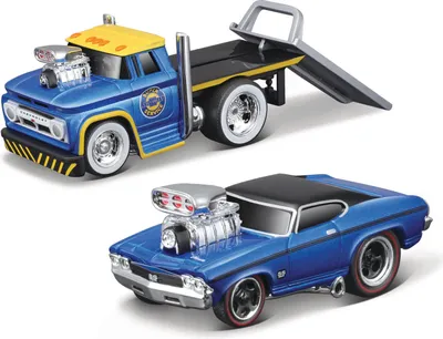 Zdjęcie produktu dla Maisto - Muscle Transports - 1966 Chevrolet C60 Flatbed 1969 Chevrolet Chevelle SS 396, skala 1:64
