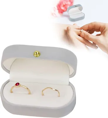 Productafbeelding van Ringdoosje, fluweel, 70x35x32 mm, sieradendoosje voor ringen en oorbellen