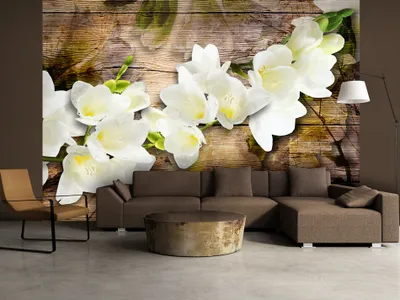 Produktbild von Vlies Fototapete 350x256 cm Tapeten Wandtapete XXL Holz Blumen b-A-0219-a-b