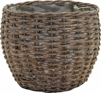 Produktbild von Übertopf Weide bauchig waschgrau 19x19x16 cm foliert