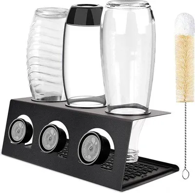 Produktbild von Famanu Flaschenhalter für 3 Flaschen - Edelstahl mit herausnehmbarer Tropfschale