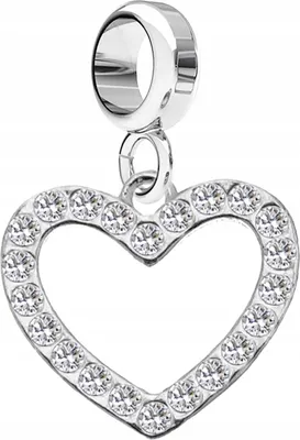 Produktbild von Silberner Herz-Charm mit Zirkonia, Silber 925 Herz-Charm mit Zirkonia
