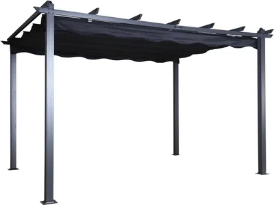 Productafbeelding van FURNLUX Buitenpergola Lazio, zwart, 395 cm / Hoofdkleur: zwart / Afmetingen: 395 x 295 x 245 cm