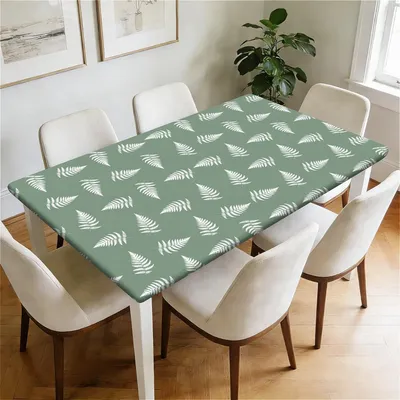 Immagine prodotto di Tovaglia impermeabile con elastico, dimensioni 120 x 80 cm, lavabile, rettangolare, color salvia