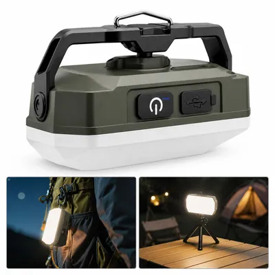 Produktbild von LED Campinglampe wiederaufladbar, Akku Camping Licht mit 3 Lichtmodi und stufenloser Dimmung, USB-C Zeltlampe mit Magnetfuß und Haken für Outdoor